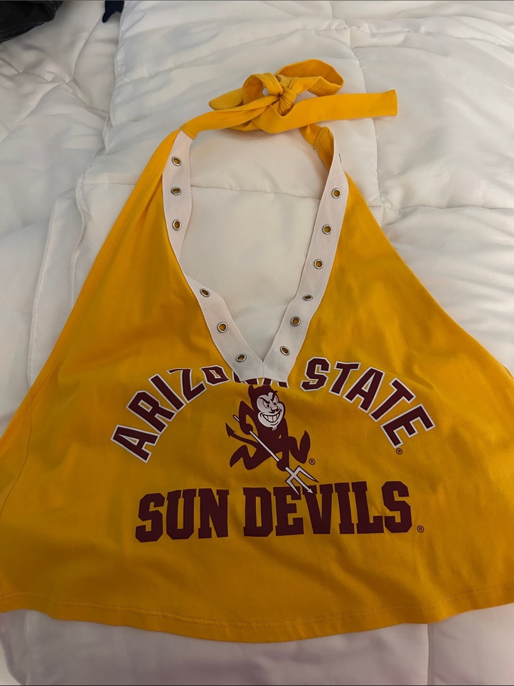 PINK Victoria's Secret Yellow Arizona State Sun Devils Halter Crop Top